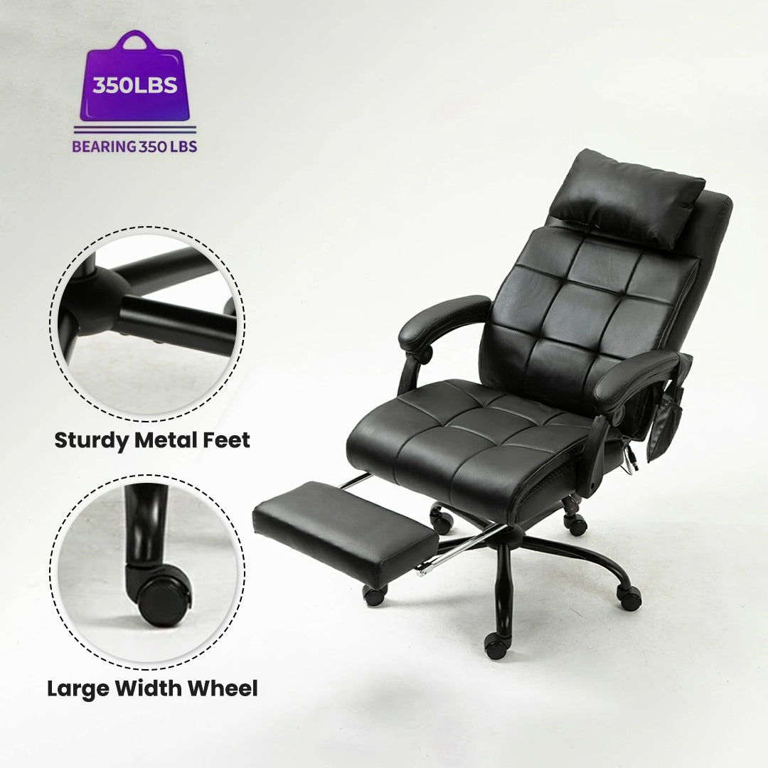 Supreme Office Chair with Heat & Massage Function with Adjustable Headrest (Leather Fabric)