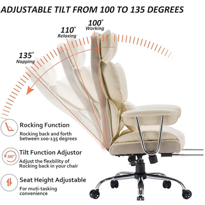 Elevate-chairs-Executive-Elite-Ergonomic-Office-Chair-Beige-recline