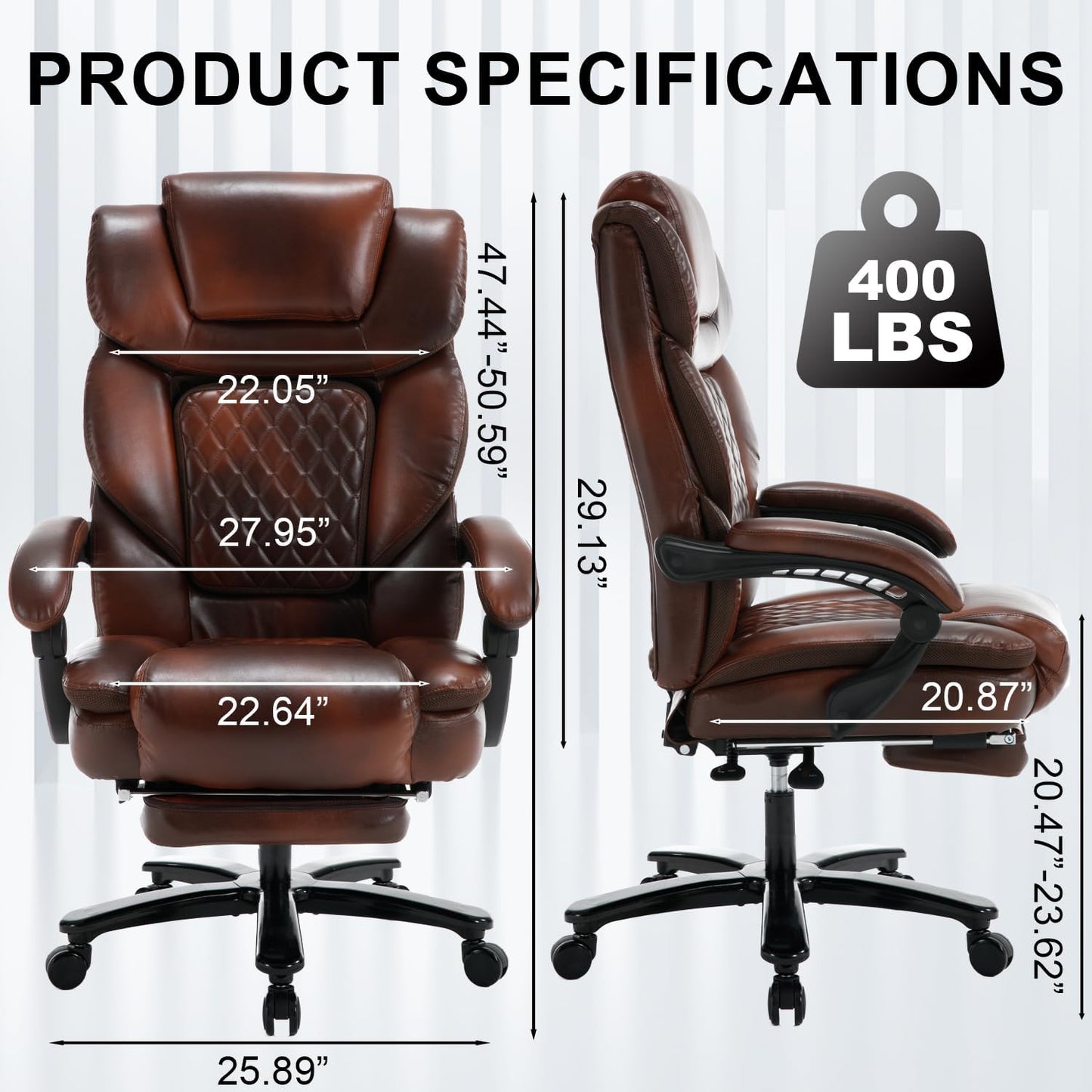 Elevate-chairs-Flexi-Office-Desk-Ergonomic-Chair-brown-product-dimensions