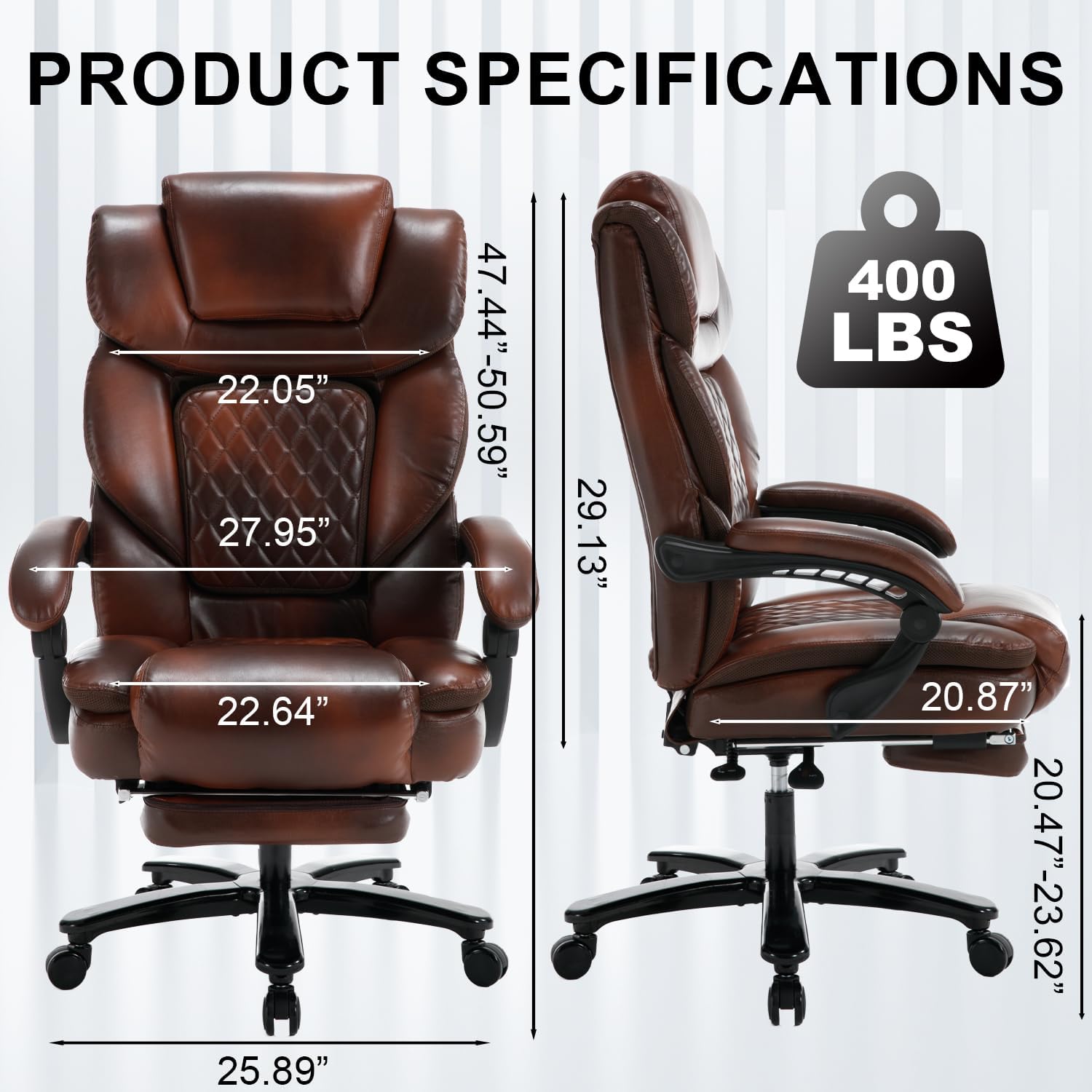 Elevate-chairs-Flexi-Office-Desk-Ergonomic-Chair-brown-product-dimensions
