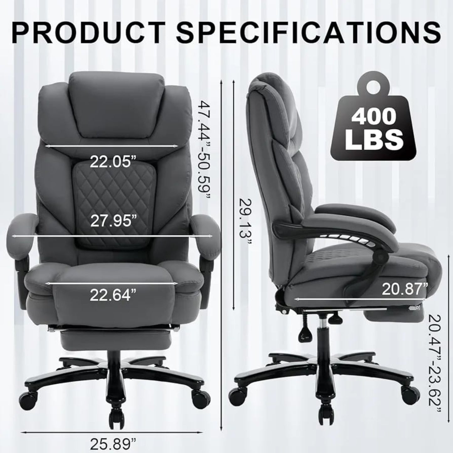 Elevate-chairs-Flexi-Office-Desk-Ergonomic-Chair-gray-product-dimensions