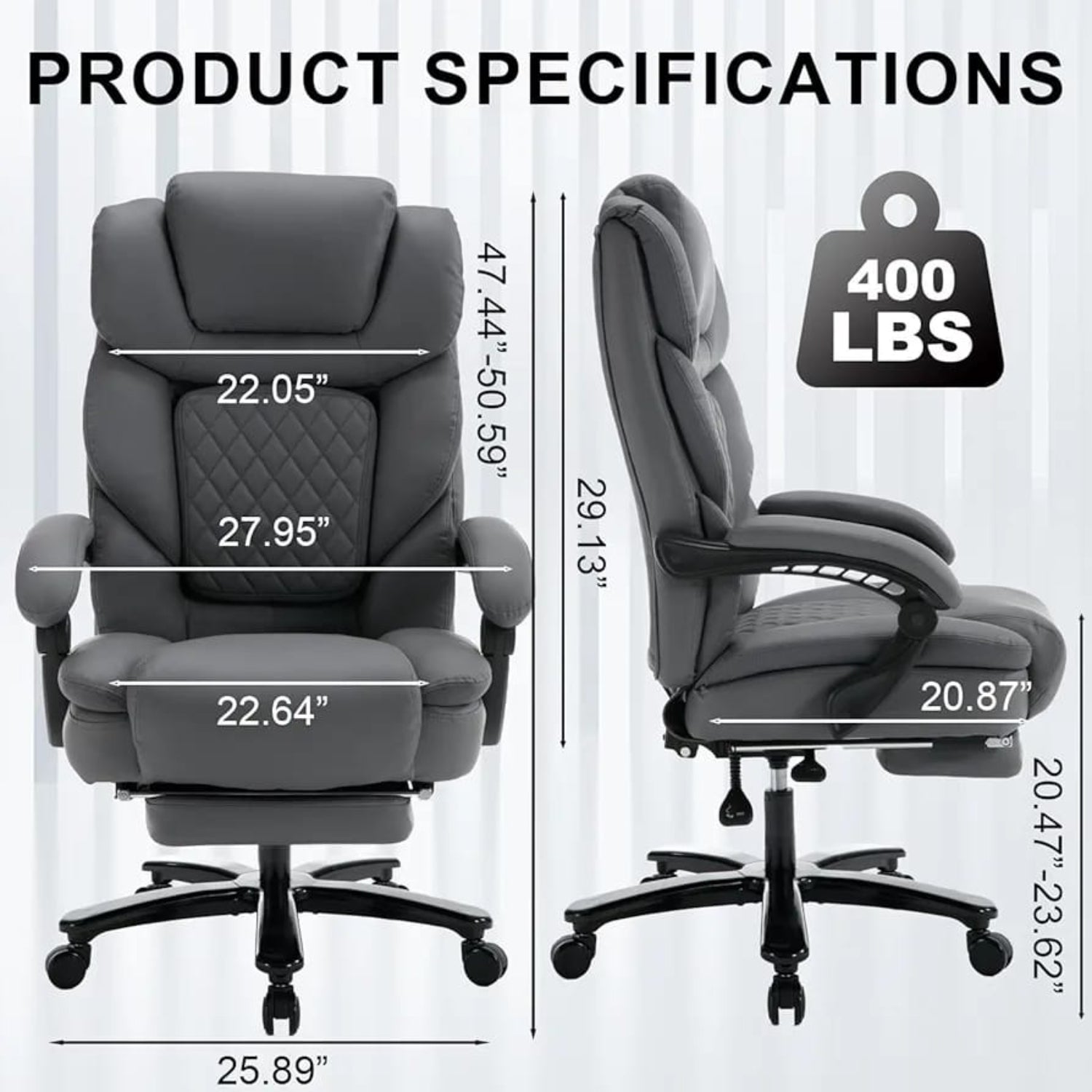 Elevate-chairs-Flexi-Office-Desk-Ergonomic-Chair-gray-product-dimensions