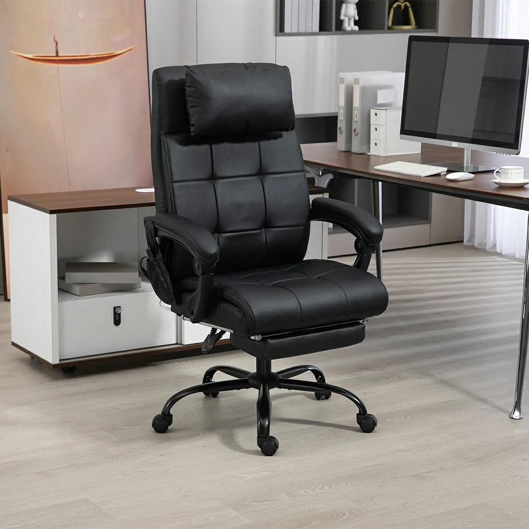 Supreme Office Chair with Heat & Massage Function with Adjustable Headrest (Leather Fabric)