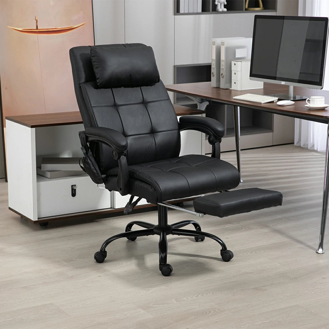 Supreme Office Chair with Heat & Massage Function with Adjustable Headrest (Leather Fabric)