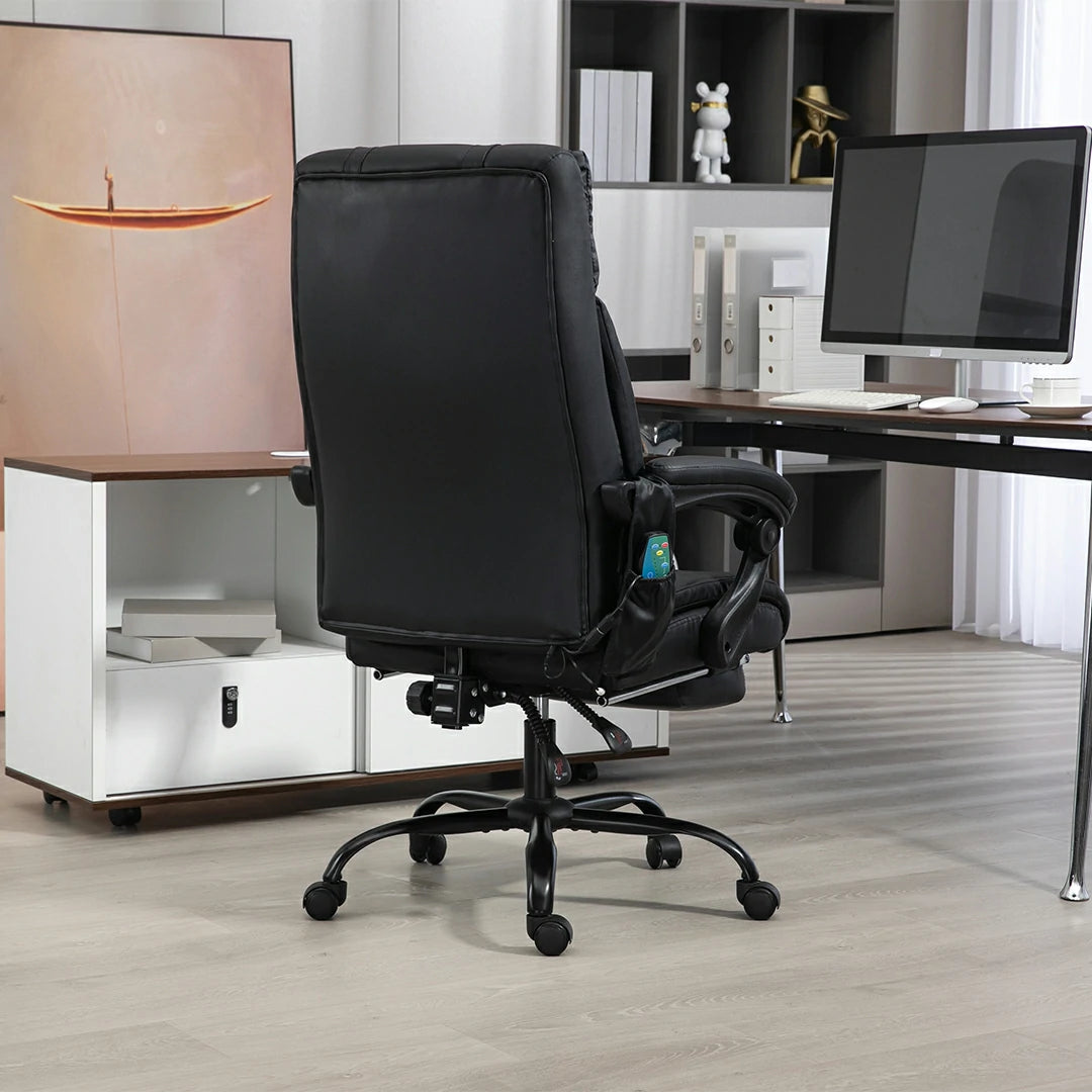 Supreme Office Chair with Heat & Massage Function with Adjustable Headrest (Leather Fabric)