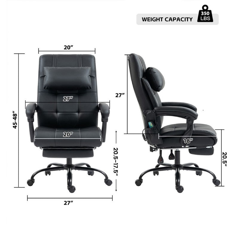 Supreme Office Chair with Heat & Massage Function with Adjustable Headrest (Leather Fabric)