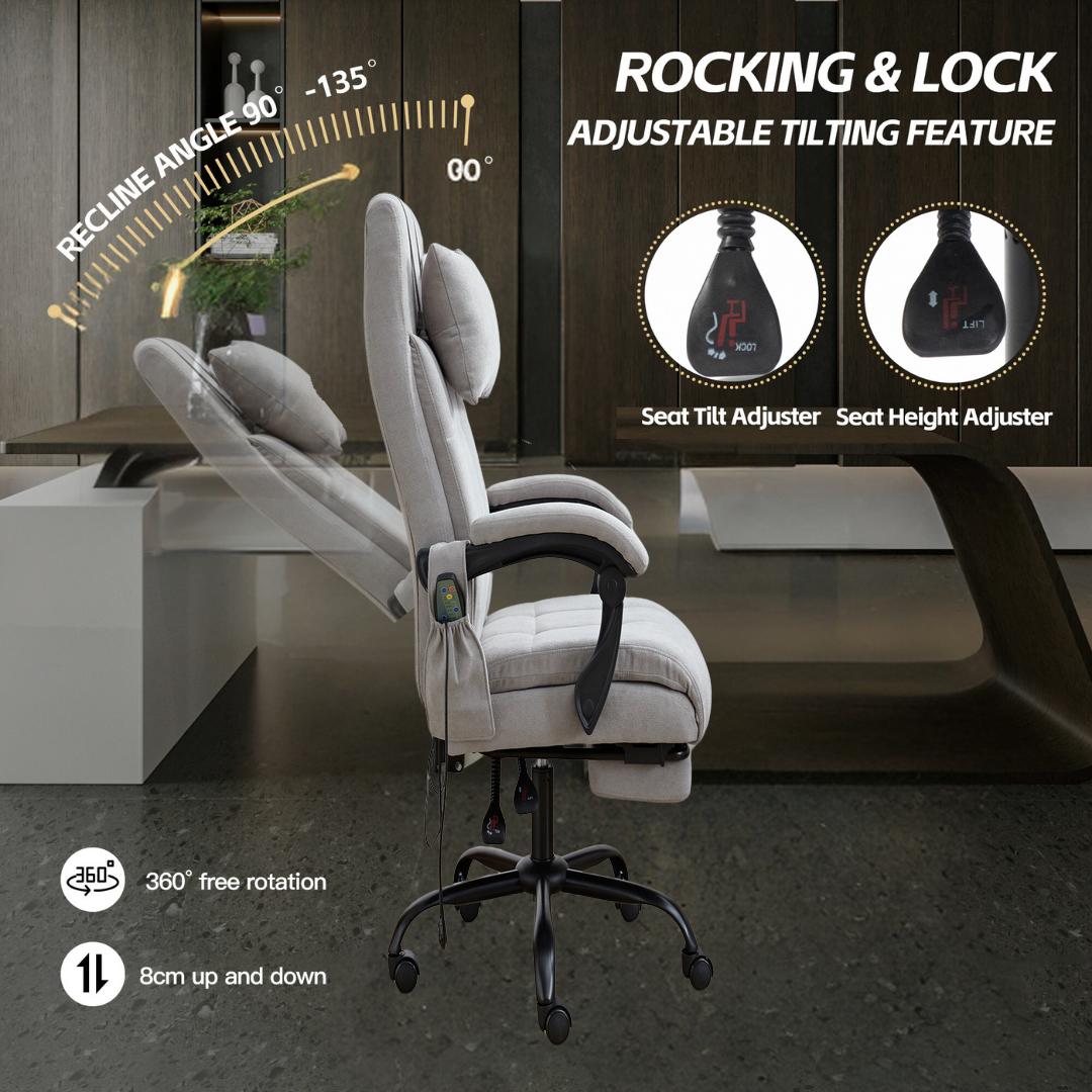 Vertex Office Chair with Heat and Massage Function (Velvet Fabric)