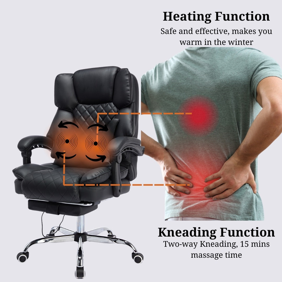 Optima Office Chair with Heat, Kneading Massage & Reclining Functions